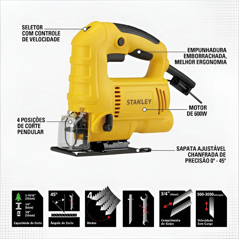 Serra Tico-Tico 600W Velocidade Variável SJ60K - Stanley